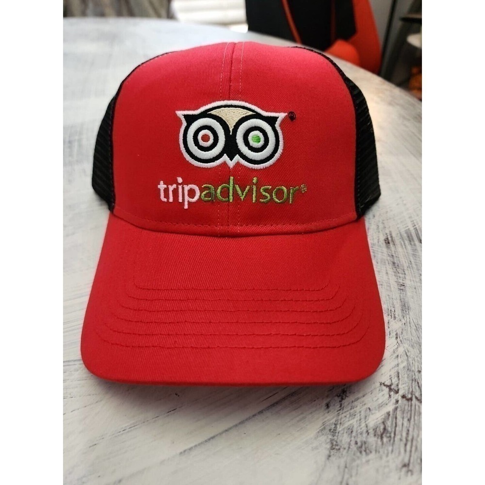 Trip Advisor Snapback Hat Mesh Back Adjustable Red Black Cap America New